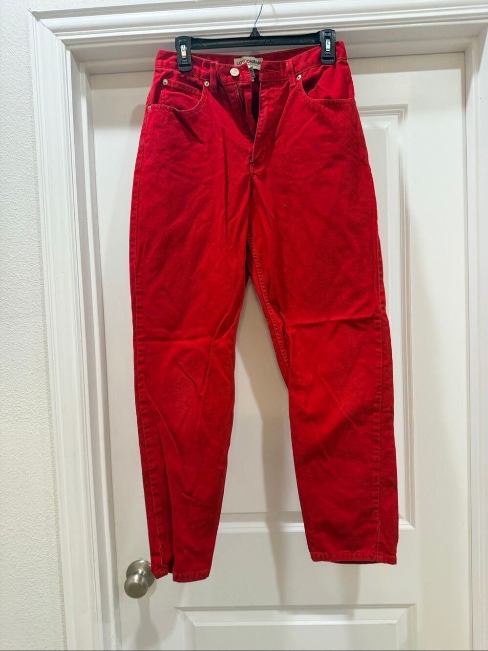 London Jean Vintage Red Corduroy Pants Mid Rise Straight Leg Size 10
